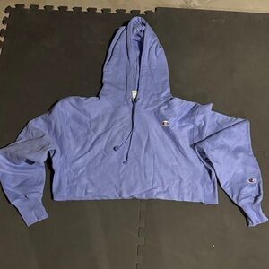 Champion Light Blue Cropped Hoodie
